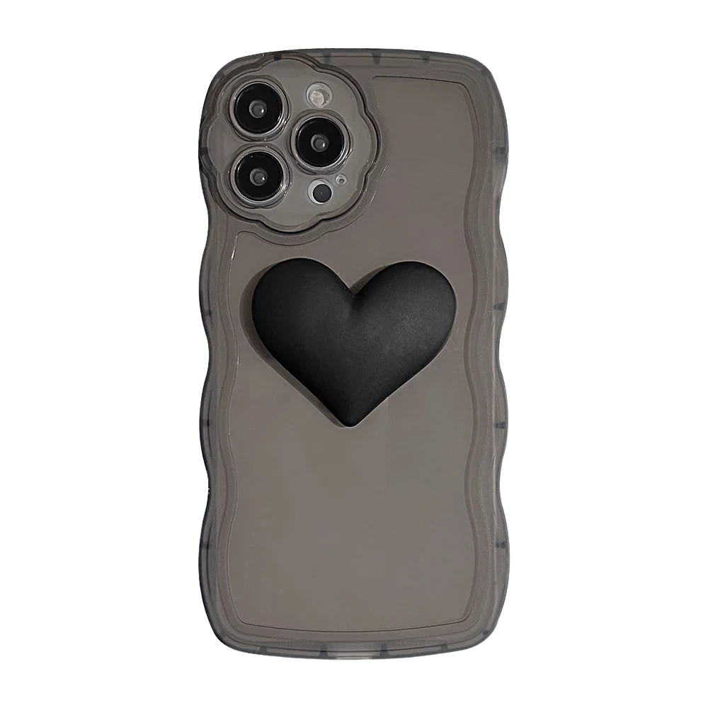 Чехол на iPhone 11,12,13,14 с выпуклым сердцечком - фото 1 - id-p109246958