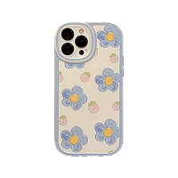 Чехол для iPhone 11,12,13,14 с светло-голубыми цветочками
