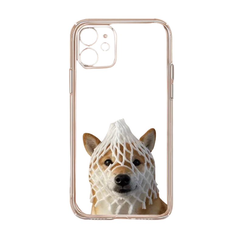Чехол для iPhone 11,12,13,14 с собакой в сетке - фото 1 - id-p109247416