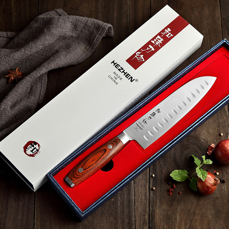 Нож Santoku HezHen B2-RS - фото 3 - id-p109250293