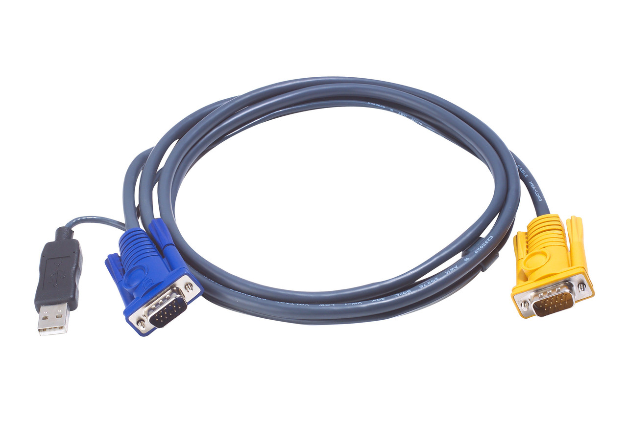 КВМ-кабель со встроенным конвертером интерфейса PS/2-USB и разъемом SPHD 3-в-1 (1.8м)  2L-5202UP ATEN