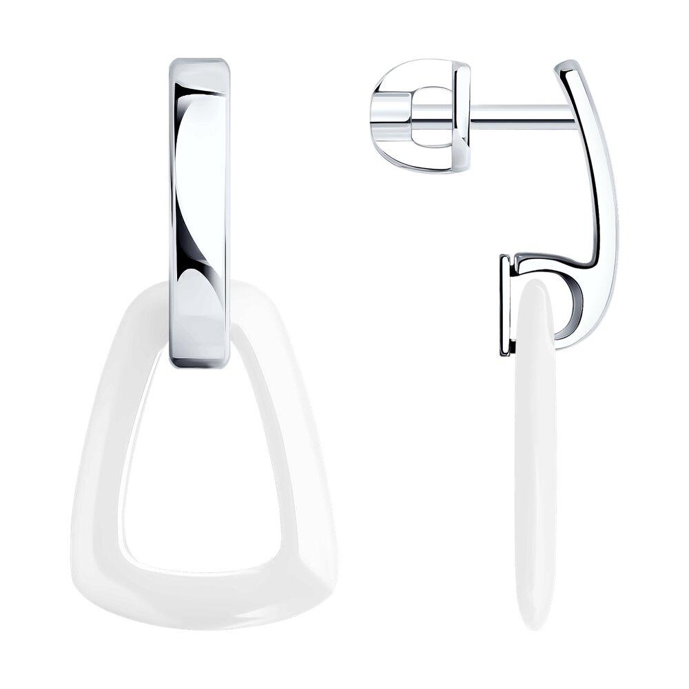 Серьги из серебра с керамическими вставками  94025600  вставка  ,  коллекц. Серебро, фото 1