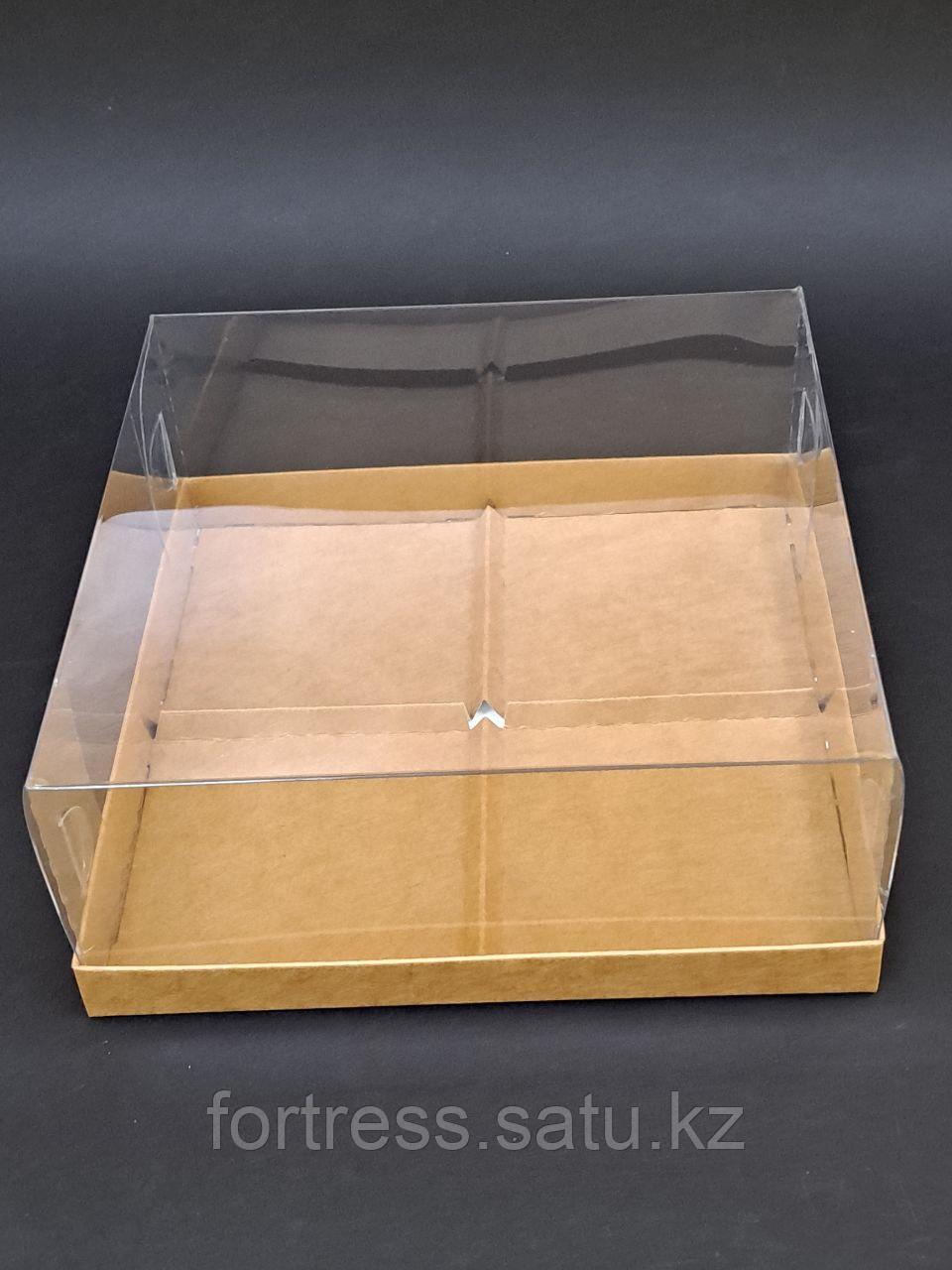 Коробка с прозрачной крышкой 17*17*6см, дно крафт - фото 1 - id-p89102588