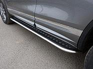 Пороги с площадкой 75х42 мм ТСС для Volkswagen Touareg R-Line 2014-