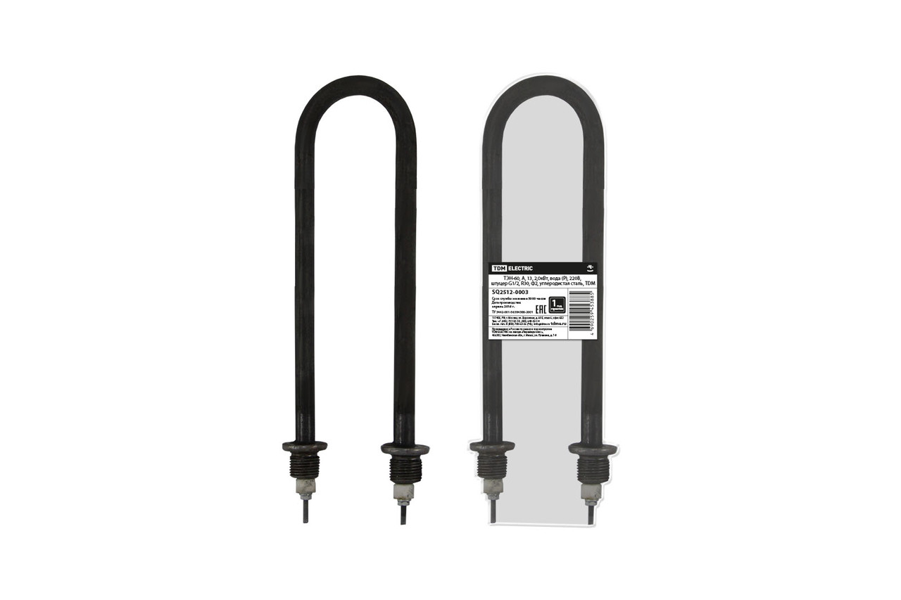 ТЭН-60, А, 13, 2,0кВт, вода (Р), 220В, штуцер G1/2, R30, Ф2, углеродистая сталь, TDM - фото 1 - id-p109278805