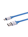 Дата-кабель, ДК 18, USB - Lightning, 1 м, силиконовая оплетка, голубой, TDM, фото 3