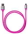 Дата-кабель, ДК 19, USB - micro USB, 1 м, силиконовая оплетка, розовый, TDM, фото 2