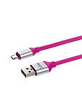 Дата-кабель, ДК 19, USB - micro USB, 1 м, силиконовая оплетка, розовый, TDM, фото 3