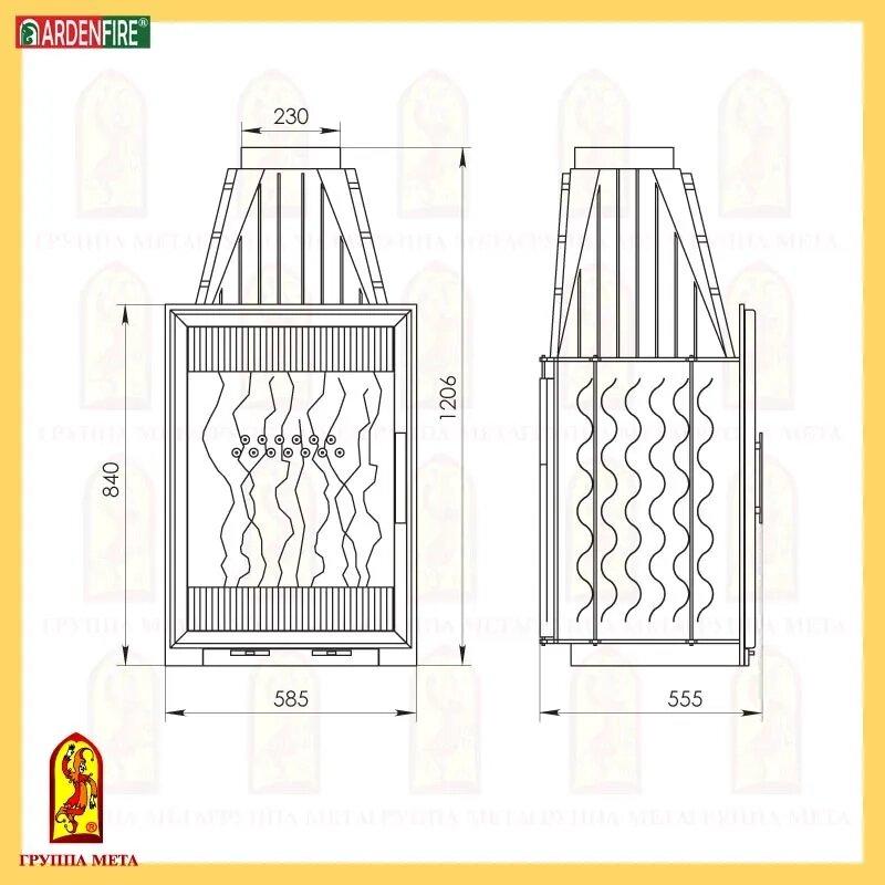 Топка каминная Вертикаль 840 (Чугунная), Мета - фото 2 - id-p109280209