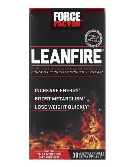 Force Factor, LeanFire, формула для быстрого снижения веса, 30 растительных капсул