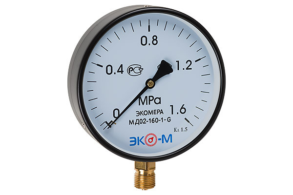 Манометр ЭКОМЕРА МД02-160мм 0..1,6МПа G1/2: продажа, цена в Астане ...