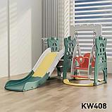 Игровой центр с горкой и качелей KW408 серый, фото 3