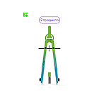 Готовальня Berlingo "Radiance", 2 предмета, циркуль 170мм, голубой/зеленый градиент, пластиковый фут, фото 3