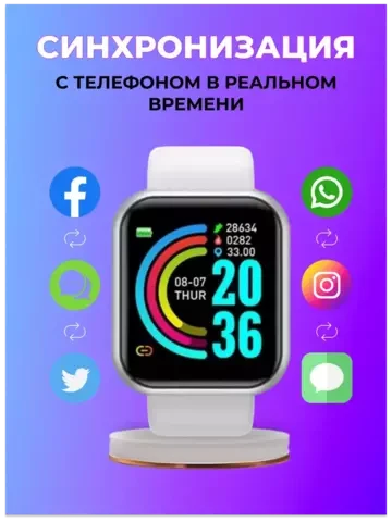 Умные часы-фитнес браслет FitPro Flash Y68 {Bluetooth, Android, iOS, IP67, датчик пульса и давления} (Белый) - фото 7 - id-p109289411
