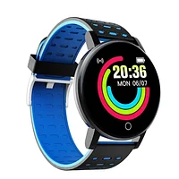 Умные часы-фитнес браслет FitPro MAX 119+ {Bluetooth, Android, iOS, IP67, датчик пульса и давления} (Голубой)