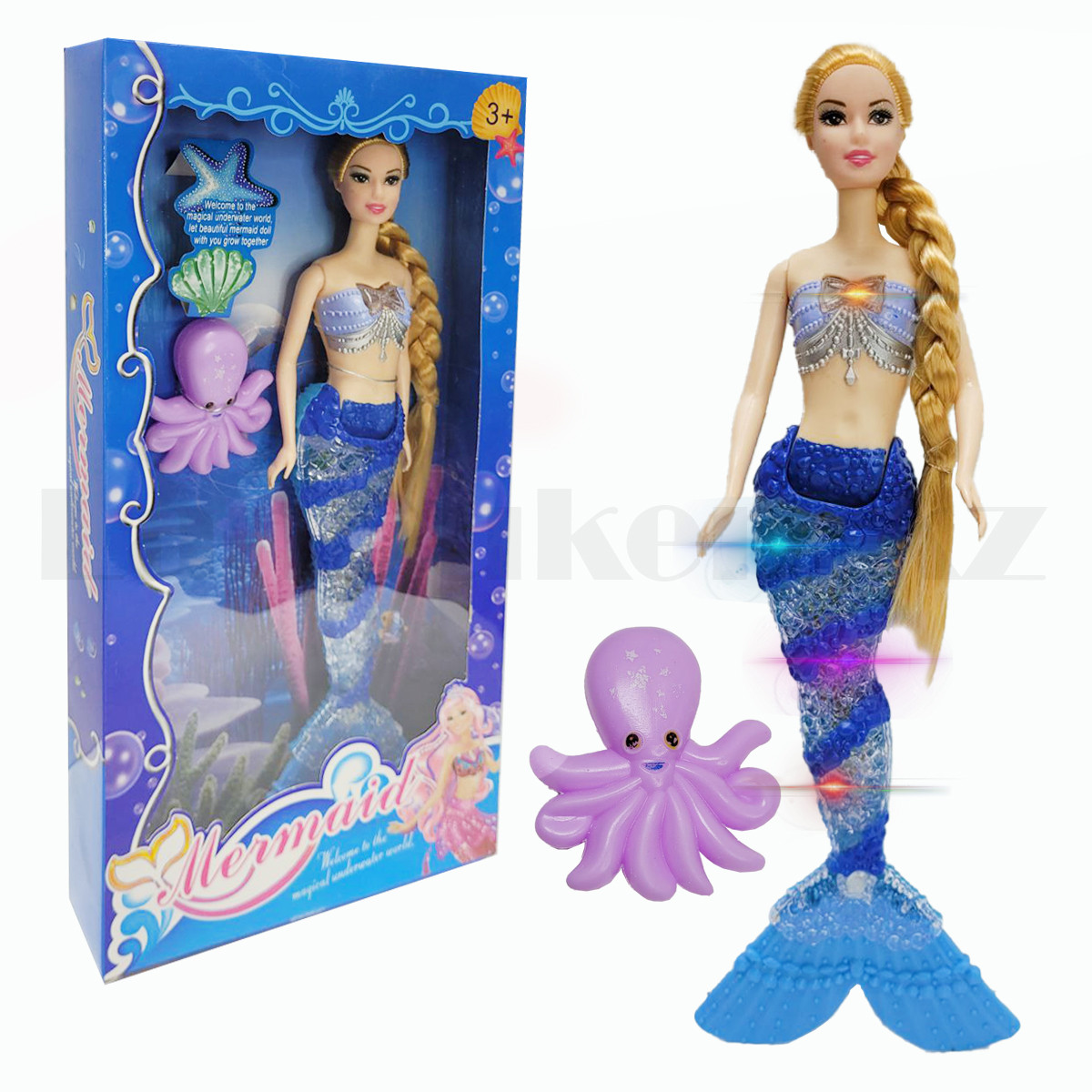 Кукла русалка и осьминог синяя