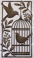 PLA0919 Птички в клетке панно рельефное . Стикер