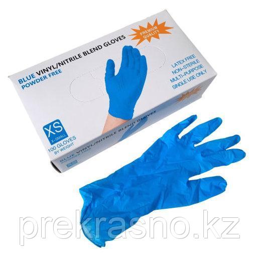 Перчатки XS 100шт винило-нитрил Blend Gloves голубые