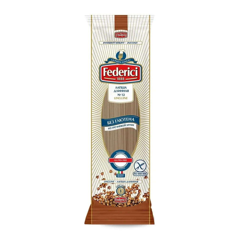 Макароны Лингвини Federici, без глютена, из гречневой муки, 250 г.