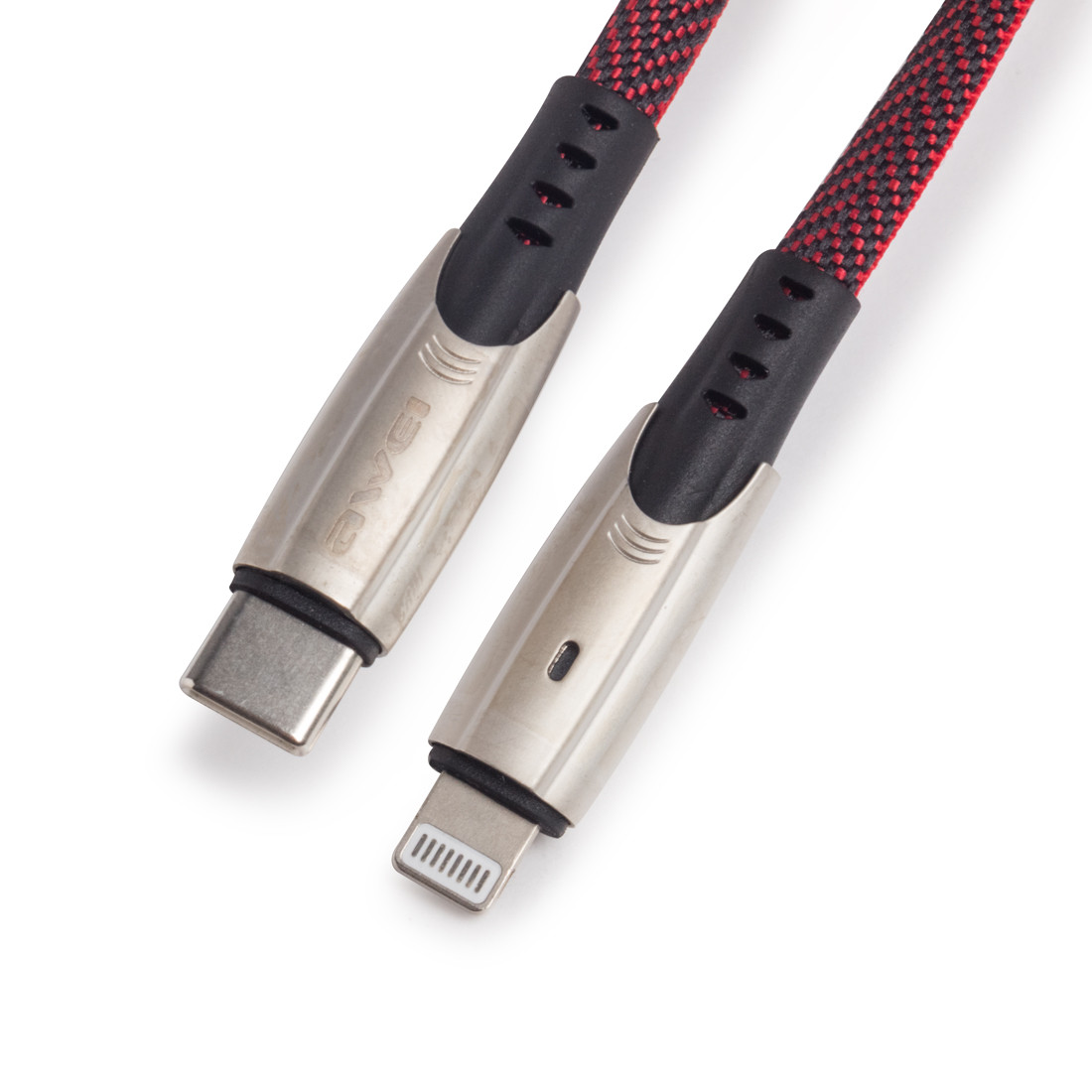 Интерфейсный кабель Awei Type-C to Lightning CL-119L 20W 9V 2.4A 1m Красный - фото 3 - id-p109302382