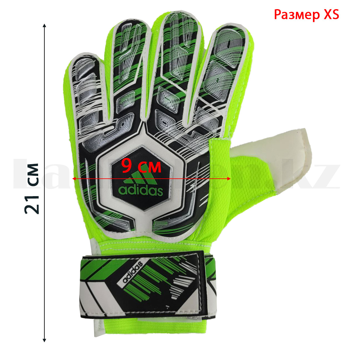 Перчатки вратарские футбольные зеленые (размер 5 - XS) - фото 2 - id-p109310700