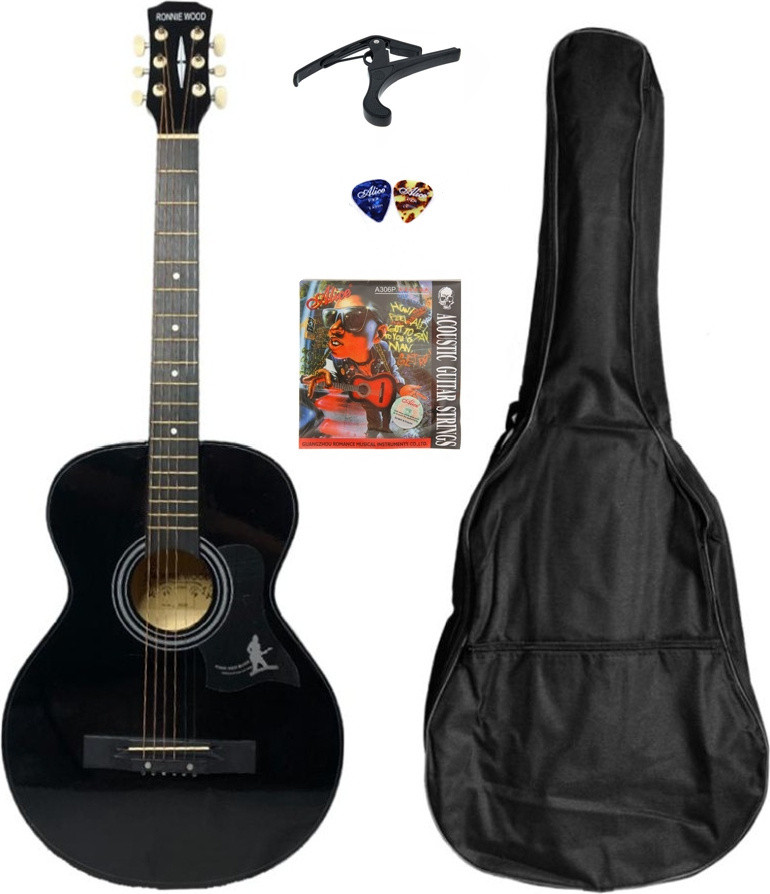 Готовый гитарный комплект для начинающего, акустическая гитара + комплект аксессуаров Ronnie Wood-BK-SET - фото 1 - id-p109287798