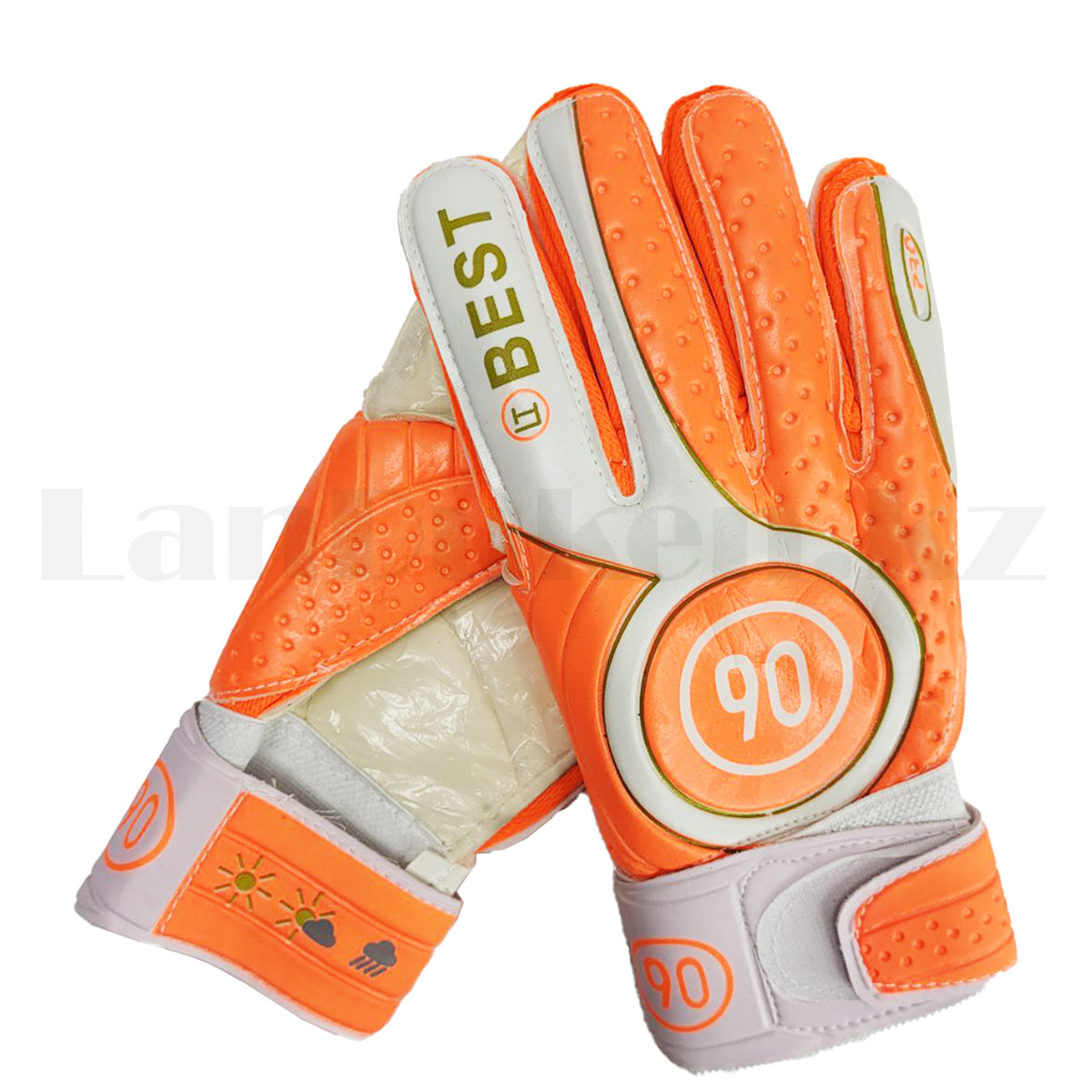 Перчатки вратарские футбольные профессиональные оранжевые (размер 9- L) - фото 3 - id-p109311279