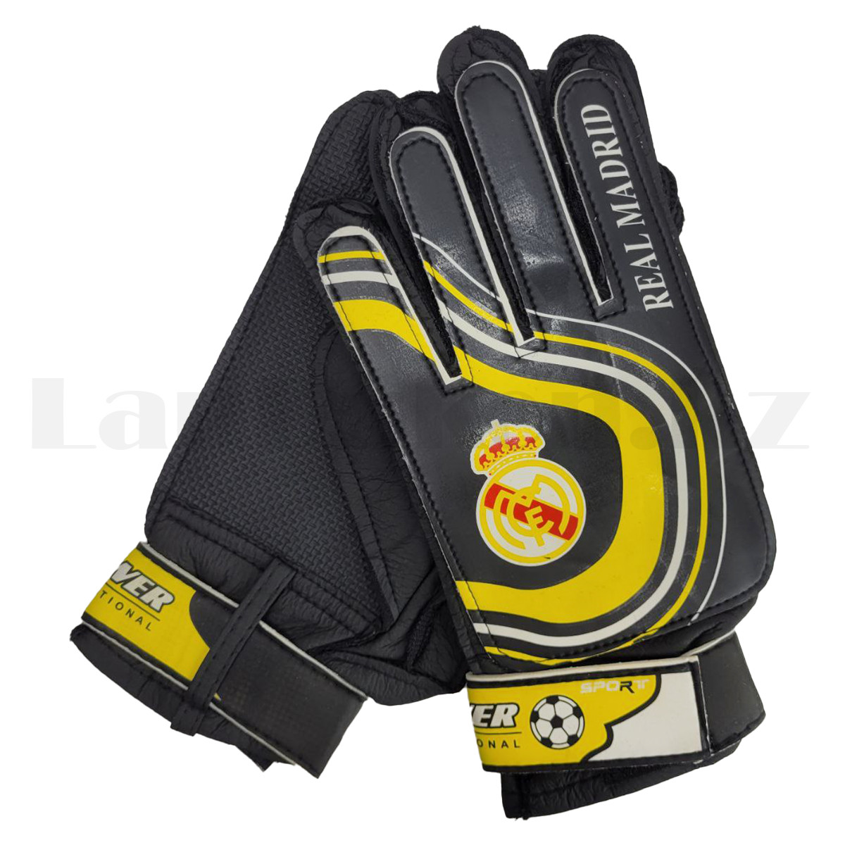 Перчатки вратарские футбольные Реал Мадрид желтые (размер 8 - L) - фото 1 - id-p109311657