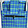 Хозяйственная сумка тележка клетчатая голубая металлическая на 2 колесах, фото 5