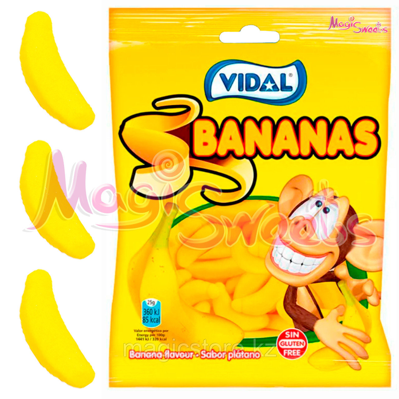 VIDAL Мармелад "Бананы" 90 гр./ Упаковка 14 шт./ Испания - фото 1 - id-p109312024