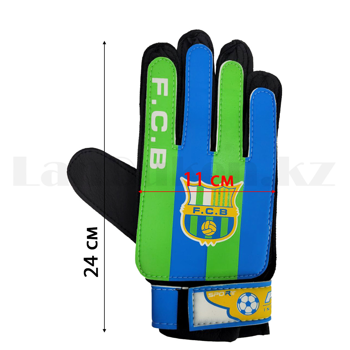 Перчатки вратарские футбольные Барселона голубо-зеленые (размер 8 - L) - фото 2 - id-p109311984