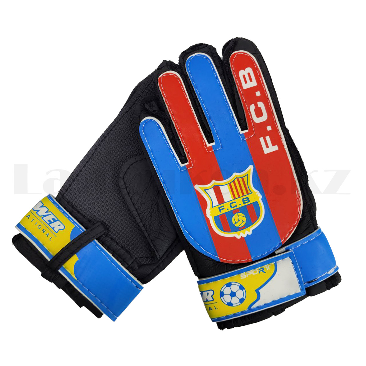 Перчатки вратарские футбольные Барселона голубо-красные (размер 6 - S) - фото 1 - id-p109312129