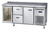 Стол холодильный Abat СХС-60-02 (1 дверь, 2 ящика, 1 дверь-стекло, борт)