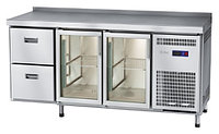 Стол холодильный Abat СХС-70-02 (2 двери-стекло, 2 ящика, борт)