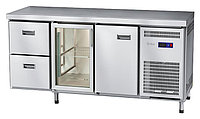 Стол морозильный Abat СХН-70-02 (1 дверь, 1 дверь-стекло, 2 ящика, без борта)