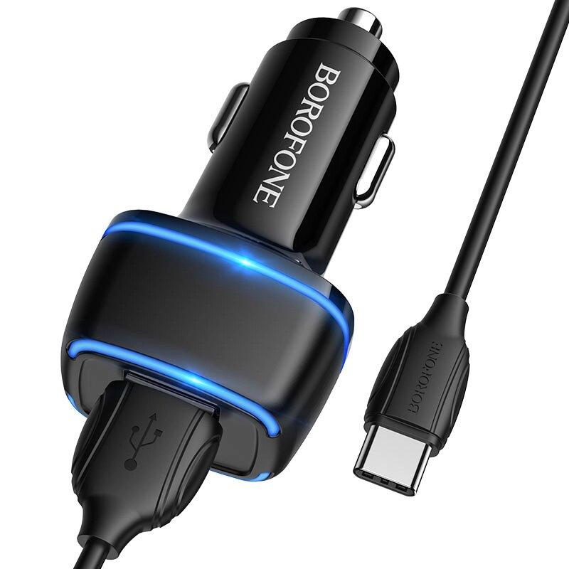 Зарядное устройство автомобильное BOROFONE BZ14, 2USB Type-C 1 м, 12 Вт - фото 2 - id-p109327781