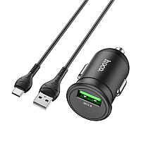 Автомобильдік зарядтағыш HOCO Z43, USB, Type-C 1 м , QC 3.0