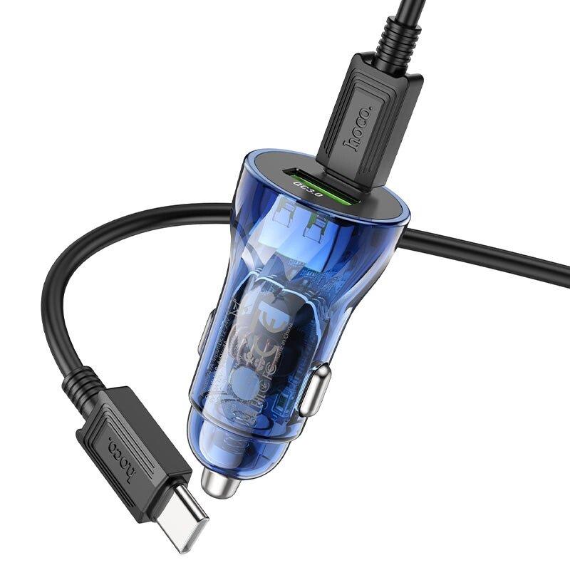 Зарядное устройство автомобильное HOCO Z47A, USB, Type-C, QC 3.0, шнур Type-C - фото 1 - id-p109327786