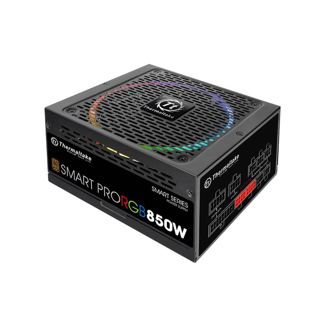 Блок питания Thermaltake Smart Pro RGB 850W PS-SPR-0850FPCBEU-R 850W ATX 80 Plus Bronze APFC 20+4 pin - фото 1 - id-p109328746
