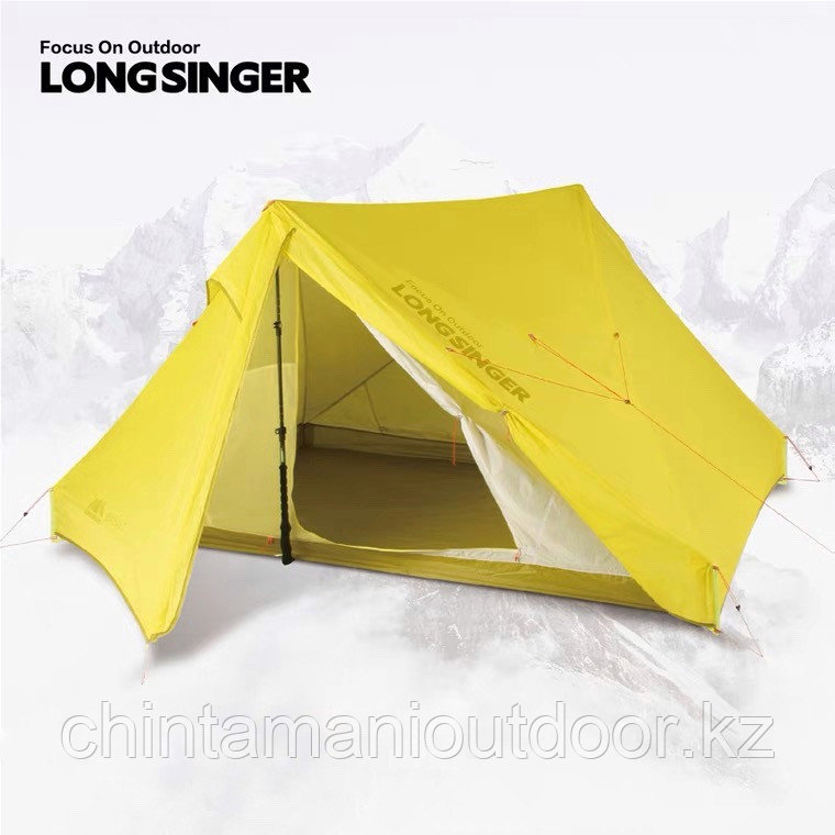 2х местная палатка Longsinger Basalt ультралегкая, с силиконовым покрытием, штормозащитная, быстросохнущая. зеленый - фото 1 - id-p109338505