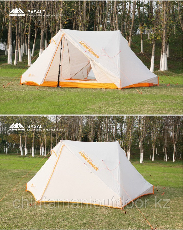 2х местная палатка Longsinger Basalt ультралегкая, с силиконовым покрытием, штормозащитная, быстросохнущая. зеленый - фото 7 - id-p109338505