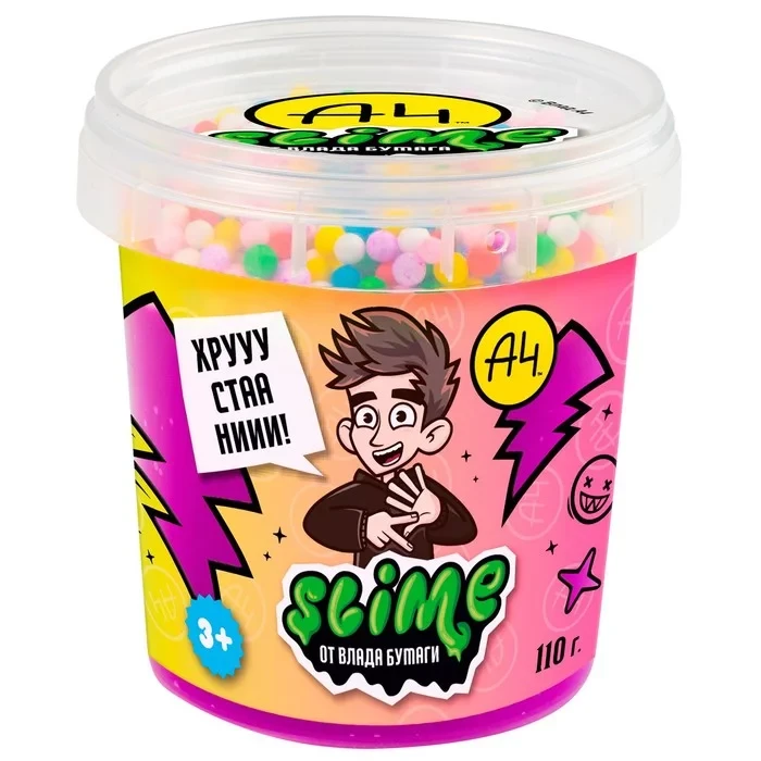 Слайм, Crunch-slime, фиолетовый, 110 г, Влад А4 в ассортименте