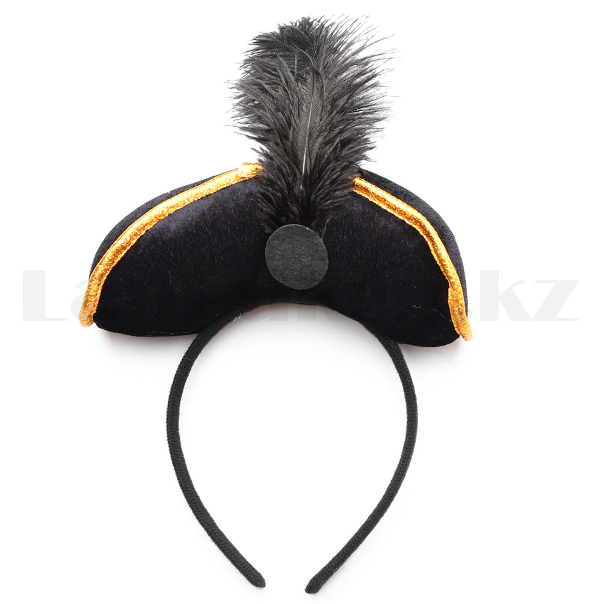 Ободок с мягкой пиратской шляпкой и пером черная - фото 3 - id-p109338917