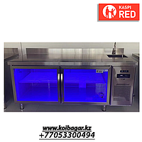 Холодильный стол со стеклом и раковиной HC9-1880B t 10~-5