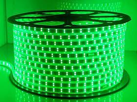 Светодиодная лента двухрядная 50 метров 220в с защитой IP65 зеленый цвет свечения