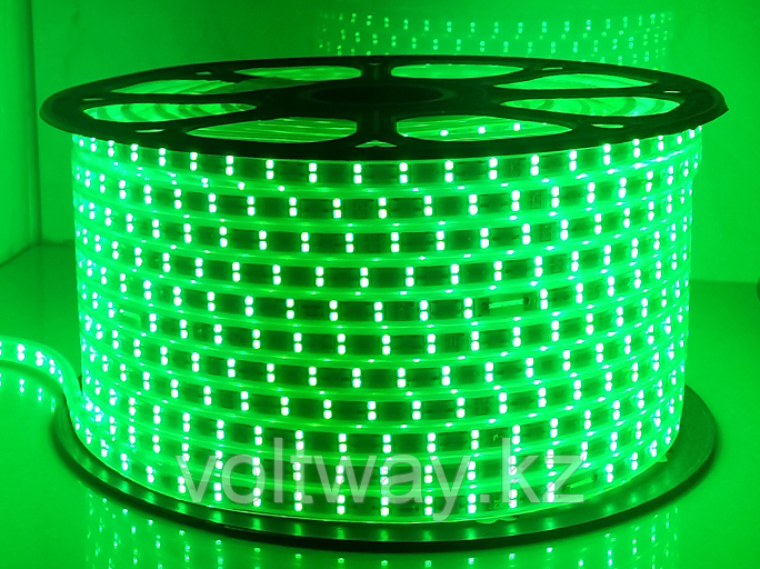 Светодиодная лента двухрядная 50 метров 220в с защитой IP65 зеленый цвет свечения - фото 1 - id-p109340075
