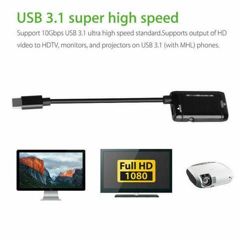 Переходник-адаптер USB type С - HDMI для подключения смартфона к телевизору или монитору {USB 3.1, FullHD} - фото 3 - id-p109349107