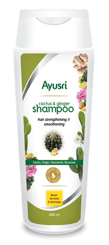 Шампунь с кактусом и имбирем (Hair strengthening and smoothening shampoo AYUSRI), 200 мл.