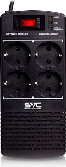 Стабилизатор напряжения SVC AVR-600-L, 600VA/300W LED, 4 вых, фото 1