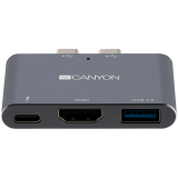 CANYON DS-1, Multiport Docking Station with 3 port, with Thunderbolt 3 Dual type C male port, 1*Thunderbolt 3